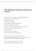 HED 205 Exam 1 Questions and Correct Answers