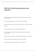 HED 221 Final Exam Questions and Answers