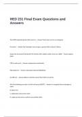HED 231 Final Exam Questions and Answers