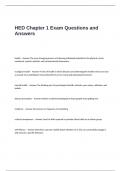 HED Chapter 1 Exam Questions and Answers