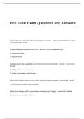 HED Final Exam Questions and Answers