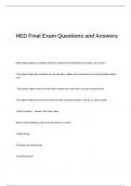 HED Final Exam Questions and Answers