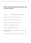 HED Final Exam Review Questions and Correct Answers