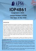 IOP4861 Assignment 2 &lpar;ANSWERS&rpar; 2025 - DISTINCTION GUARANTEED