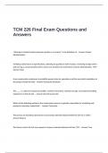 TCM 226 Final Exam Questions and Answers