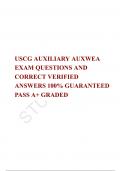 USCG AUXILIARY AUXWEA EXAM QUESTIONS AND CORRECT VERIFIED ANSWERS 100&percnt; GUARANTEED PASS A&plus; GRADED
