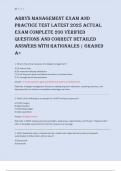 ARBYS MANAGEMENT EXAM AND  PRACTICE TEST LATEST 2025 ACTUAL  EXAM COMPLETE 200 VERIFIED  QUESTIONS AND CORRECT DETAILED  ANSWERS WITH RATIONALES &vert; GRADED  A&plus;