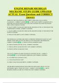 ENGINE REPAIR MICHIGAN  MECHANIC STUDY GUIDE UPDATED ACTUAL Exam Questions and CORRECT  Answers