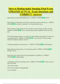 Intro to Radiographic Imaging Final Exam UPDATED ACTUAL Exam Questions and  CORRECT Answers