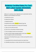 Relativity Certified Sales Pro Test &vert; Q&A Latest Update 2024&sol;2025 &vert; 100&percnt; PASS