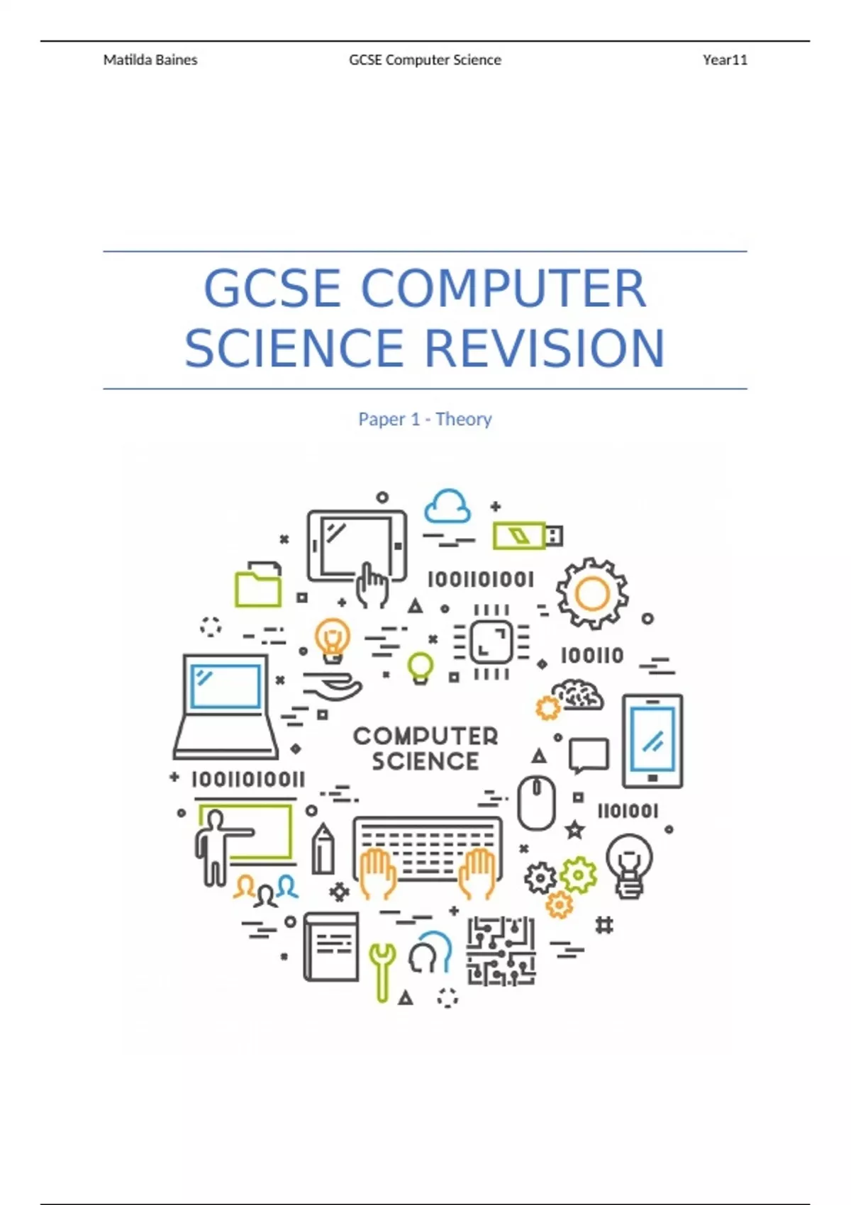 GCSE OCR Computer Science Paper 1 Revision Notes - Computing - Stuvia UK