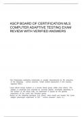 ASCP BOARD OF CERTIFICATION MLS COMPUTER ADAPTIVE TESTING EXAM REVIEW WITH VERIFIED ANSWERS