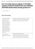 New York State General Adjuster 17-70 &lpar;2025 update&rpar; COMPLETE QUESTIONS AND VERIFIED ANSWERS &lpar;Elaborated&rpar; Already graded A&plus;&excl;&excl;