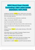 ABGC Board Exam &lpar;Genetic Counseling&rpar; &vert; Q&A Latest Update 2024&sol;2025 &vert; 100&percnt; PASS
