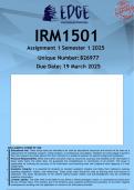 IRM1501 Assignment 1 &lpar;ANSWERS&rpar; Semester 1 2025 - DISTINCTION GUARANTEED