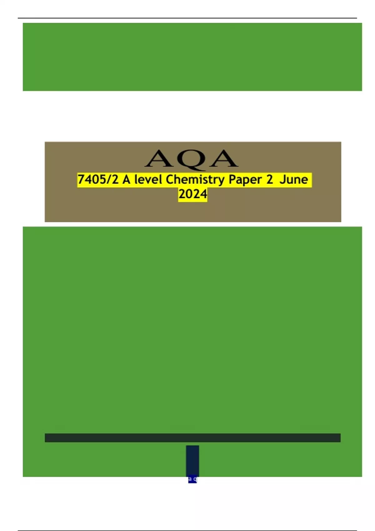 2024 AQA 7405/2 A level Chemistry Paper 2 Organic and Physical ...