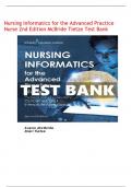 Nursing Informatics for the Advanced Practice Nurse 2nd Edition McBride Tietze Test Bank Questions With Verified Complete Solutions 