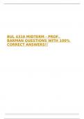 BUL 4310 MIDTERM - PROF&period; BARMAN QUESTIONS WITH 100&percnt; CORRECT ANSWERS&excl;&excl; 