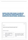 HAMILTON FIRE EXAM &lpar;CLASS OF 25&rpar; UPDATED QUESTIONS WITH COMPLETE SOLUTIONS&comma; SCORED A&plus; 