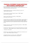 FINANCIAL STATEMENT EXAM QUESTIONS WITH CORRECT ANSWERS 2025