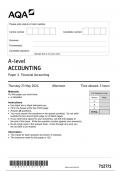 AQA A-level ACCOUNTING Paper 1 and 2 JUNE 2024 QUESTION PAPERS AND MARK SCHEMES