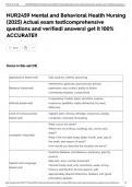 NUR2459 Mental and Behavioral Health Nursing &lpar;2025&rpar; Actual exam test&vert;comprehensive questions and verified&vert; answers&vert; get it 100&percnt; ACCURATE&excl;&excl;
