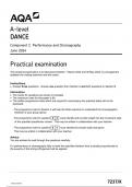 AQA A-level DANCE Component 1 and 2 JUNE 2024 QUESTION PAPERS AND MARK SCHEMES