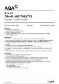 AQA A-level DRAMA AND THEATRE Component 1 JUNE 2024 QUESTION PAPER&colon; Drama and theatre