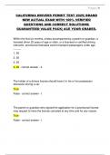 CALIFORNIA DRIVERS PERMIT TEST 2025&vert; BRAND  NEW ACTUAL EXAM WITH 100&percnt; VERIFIED  QUESTIONS AND CORRECT SOLUTIONS&vert;  GUARANTEED VALUE PACK&vert; ACE YOUR GRADES&period;