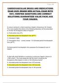 CARDIOVASCULAR DRUGS AND MEDICATIONS  EXAM 2025&vert; BRAND NEW ACTUAL EXAM WITH  100&percnt; VERIFIED QUESTIONS AND CORRECT  SOLUTIONS&vert; GUARANTEED VALUE PACK&vert; ACE  YOUR GRADES&period;