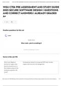 WGU C706 PRE ASSESSMENT AND STUDY GUIDE 2025 SECURE SOFTWARE DESIGN &vert; QUESTIONS AND CORRECT ANSWERS &vert; ALREADY GRADED A&plus;