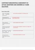 CAPSTONE FUNDAMENTALS ASSESSMENT 50&plus; ACTUAL QUESTIONS AND ANSWERS &lpar;A&plus; GUIDE SOLUTION&rpar;  Terms in this set &lpar;50&rpar; client with dysphagia&comma; which interventions include in plan&Tab;have the client seat upright for 1 hr following meals Assessing Infussion IV site&comma;Diso