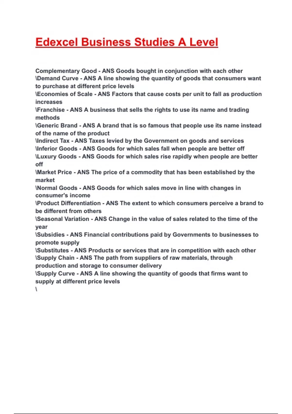 Edexcel Business Studies A Level Exam 2025/2026 Questions With ...