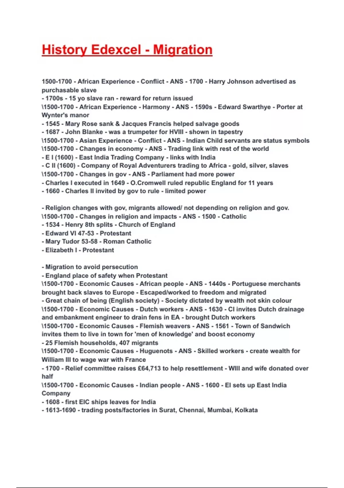 History Edexcel - Migration Exam 2025/2026 Questions With Completed ...