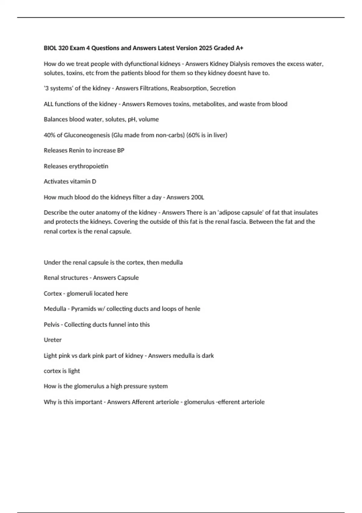 BIOL 320 Exam 4 Questions and Answers Latest Version 2025 Graded A+ ...