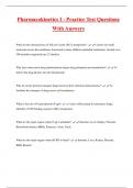 Pharmacokinetics I - Practice Test Questions  With Answers