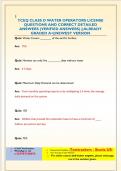 TCEQ CLASS D WATER OPERATORS LICENSE QUESTIONS AND CORRECT DETAILED  ANSWERS &lpar;VERIFIED ANSWERS&rpar; &vert;&vert;ALREADY  GRADED A&plus;&vert;&vert;NEWEST VERSION