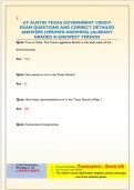 TEXAS GOVERNMENT  EXAM QUESTIONS AND CORRECT DETAILED ANSWERS &lpar;VERIFIED ANSWERS&rpar; &vert;&vert;ALREADY GRADED A&plus;&vert;&vert;NEWEST VERSION