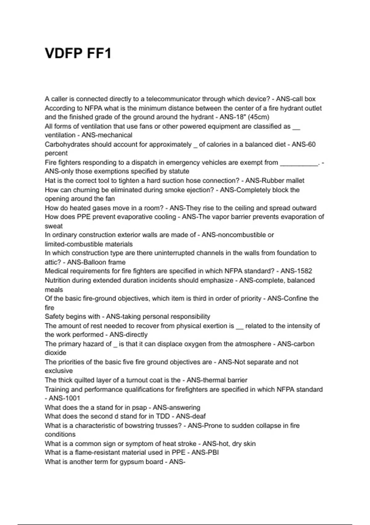 VDFP FF1 Questions And Answers 2025/2026 Newest update already graded ...