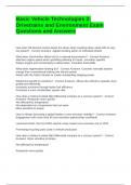 Basic Vehicle Technologies 2 Drivetrains and Environment Exam Questions and Answers