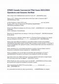 CPAER Canada Commercial Pilot Exam 2023&sol;2024 Questions and Answers Verified