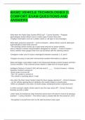 BASIC VEHICLE TECHNOLOGIES 2 COMFORT EXAM QUESTIONS AND ANSWERS