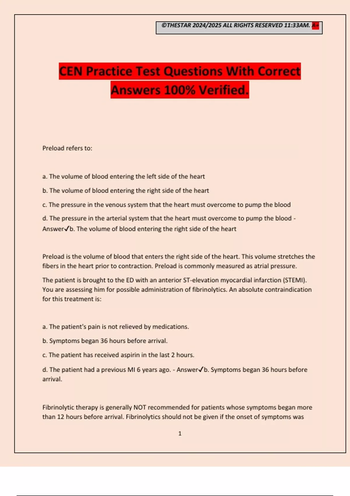 CEN Practice Test Questions With Correct Answers 100% Verified - CEN ...