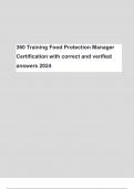 360 Training Food Protection Manager Certification with correct and verified answers 2024