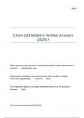 Chem 233 Midterm Verified Answers &lpar;2025&rpar;&excl;&excl;