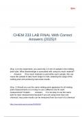 CHEM 233 LAB FINAL With Correct Answers &lpar;2025&rpar;&excl;&excl;