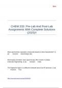 CHEM 233 Pre-Lab And Post-Lab Assignments With Complete Solutions &lpar;2025&rpar;&excl;&excl;
