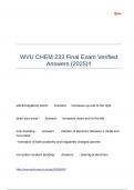WVU CHEM 233 Final Exam Verified Answers &lpar;2025&rpar;&excl;&excl;