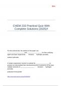 CHEM 233 Practical Quiz With Complete Solutions &lpar;2025&rpar;&excl;&excl;