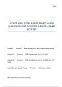 Chem 233- Final Exam Study Guide Questions And Answers Latest Update &lpar;2025&rpar;&excl;&excl;